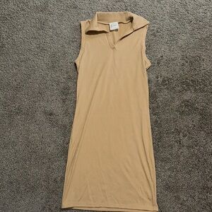 Collared Sleeveless Tan mini Dress